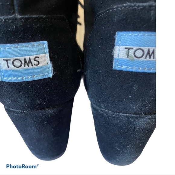Toms wedge high heel boots black suede size 7 - Picture 9 of 11
